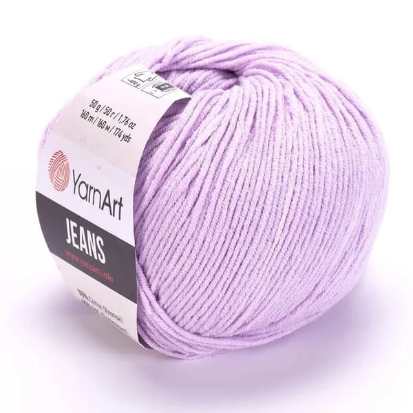 Пряжа Jeans (YarnArt) - 19 (неж.сиреневый) - 1 моток, 55% хлопок, 45% полиакрил, (50г, 160м) нитки для ручного вязания