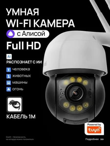 Камера видеонаблюдения WiFi уличная, умная с Яндекс Алисой