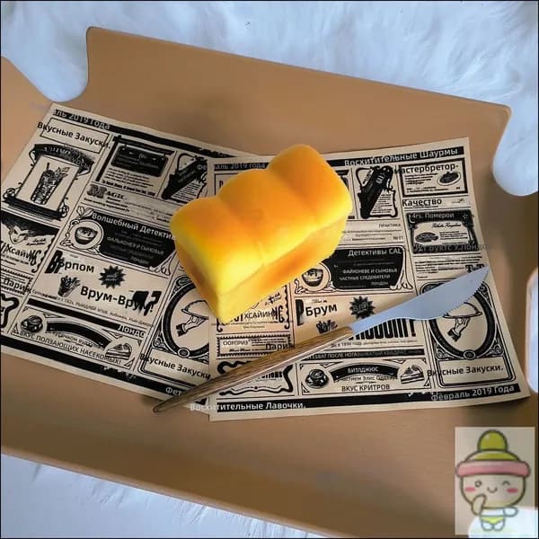 Мягкая игрушка-антистресс в виде квадратного хлеба: белый хлеб, из PU, для снятия стресса