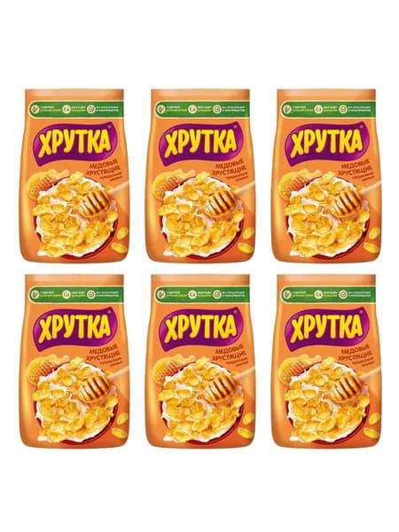 Хрутка Хлопья медовые хрустящие, 270 г, 6 шт /