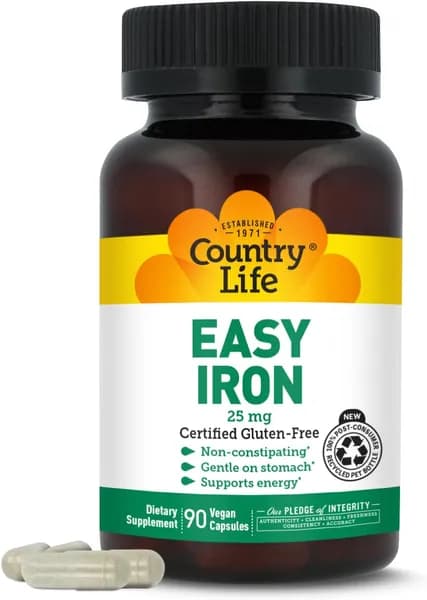 National Life Iron Easy - Нежная, неконститупирующая добавка железа, 90 вегетарианских капсул