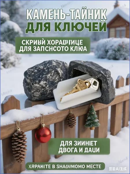Декоративный камень-тайник для ключей, скрытое хранение запасного ключа для дачи, двора, сада, гаража и калитки