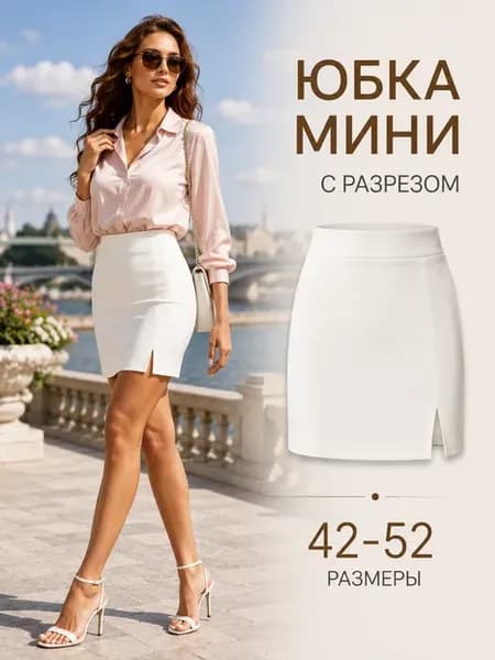Юбка мини с разрезом офисная