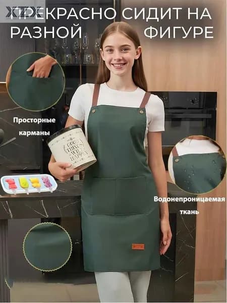 фартук кухонный рабочий непромокаемый с карманами