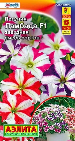 Петуния "Ламбада F1 звездная" смесь сортов, семена цветов Аэлита, 7 шт
