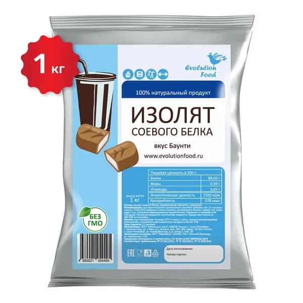 Изолят соевого белка со вкусом Баунти / 1000 г / Evolution Food