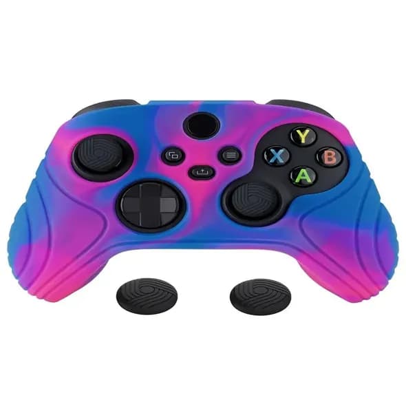 PlayVital Чехол силиконовый для Xbox Series S/X Samurai Edition, (Розовый/Фиолетовый/Синий) с насадками на стики