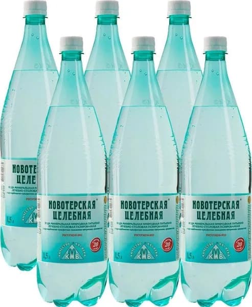 Вода Новотерская "Целебная", лечебно-столовая (газированная) 1,5л х 6шт