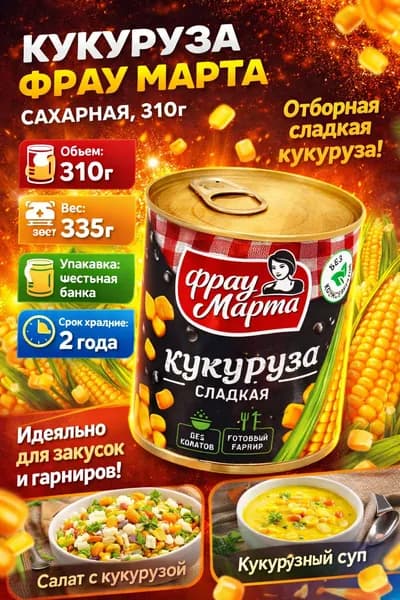 Кукуруза ФРАУ МАРТА сахарная, 310г