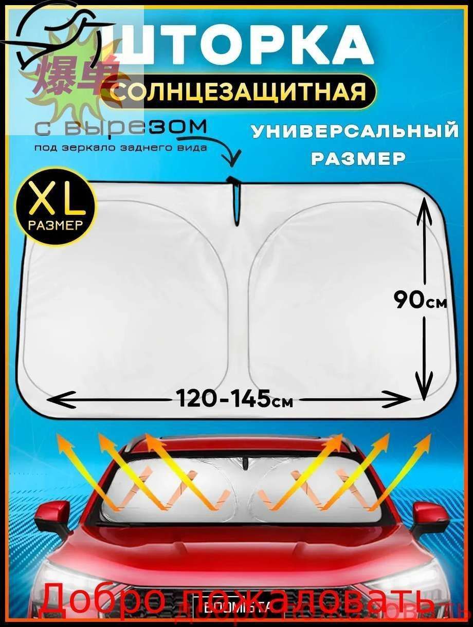 Шторка солнцезащитная 145 см, затемнение: 99%