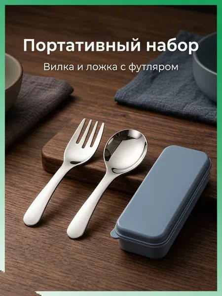 Набор столовых приборов из нержавеющей стали: ложки и вилки для похода