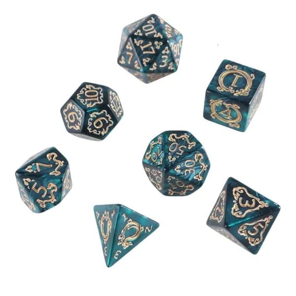Акриловые многогранные кубики для настольных игр, Зеленый