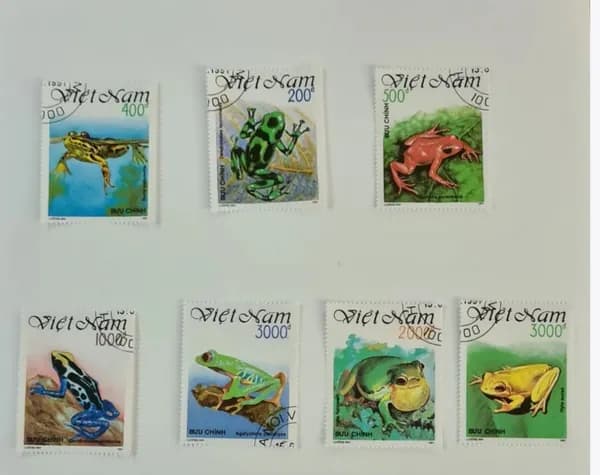 Марки. Земноводные. Лягушки. Вьетнам. 1991