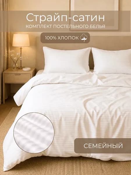 Постельное белье семейное Сатин с двумя пододеяльниками