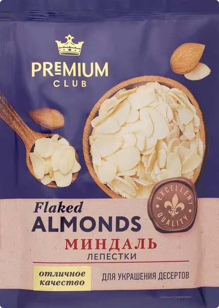 Миндаль кондитерский PREMIUM CLUB лепестки, 80г