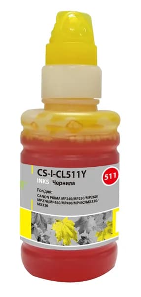Чернила Cactus CS-I-CL511Y желтый 100мл для Canon Pixma MP240MP250MP260MP270MP480