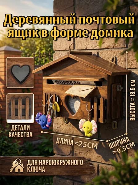 Почтовый ящик 1 секц. 185 мм x 95 мм x 95 мм, коричневый