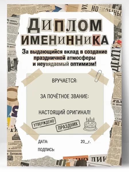 Грамота диплом в подарок - Именинник