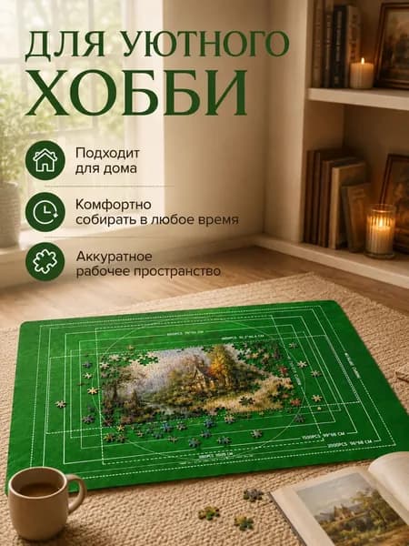 Коврик для пазлов с фетровой поверхностью для сборки и хранения до 1500 деталей