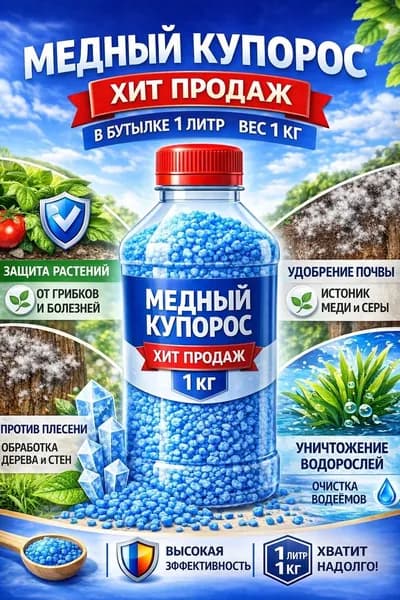 Антисептик строительный от плесени и гнили Медный купорос 1кг