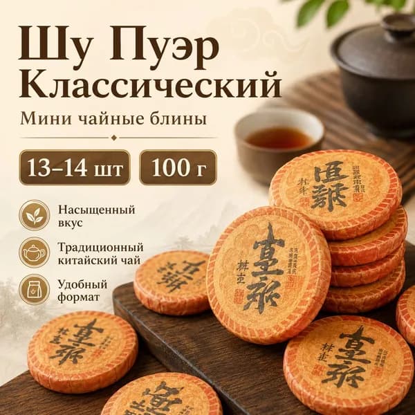 Китайский Шу Пуэр Классический органический выдержанный чай для детокса и пищеварения, 100/200г. Премиум пуэр с землистым вкусом, подарочная