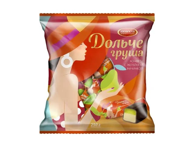 Азовская кондитерская фабрика конфеты Помадные Дольче Груша, 250 гр//