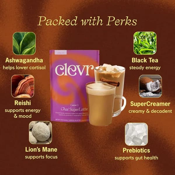 Clevr Blends Чай-латте с эффектом спокойной энергии Chai Superlatte, 340 гр (14 порций)