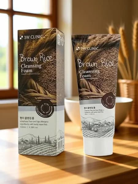 3W CLINIC Пенка для умывания с бурым рисом, Brown Rice Cleansing Foam, 100 мл.