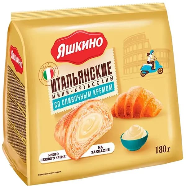 Яшкино круассаны мини со сливочным кремом, 180 г