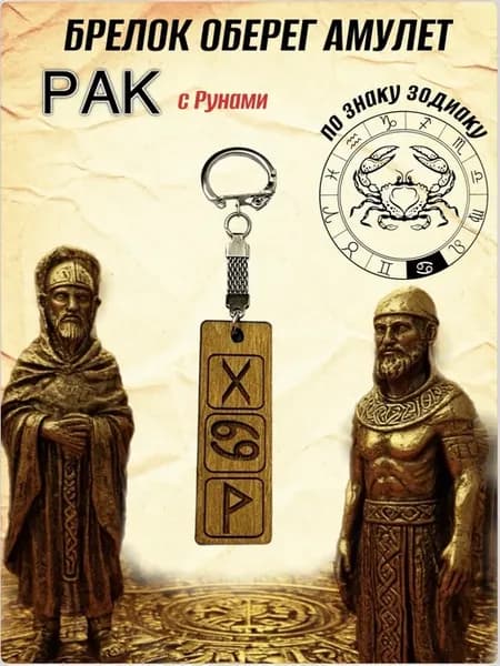 Брелок оберег с рунами знак зодиака Рак