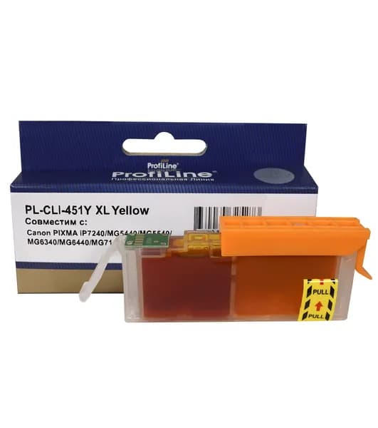 Картридж для струйного принтера CLI-451 XL ProfiLine для Canon PIXMA iP7240/MG5440/MG5540/MG6340 и др. , увеличенной емкости, цвет желтый