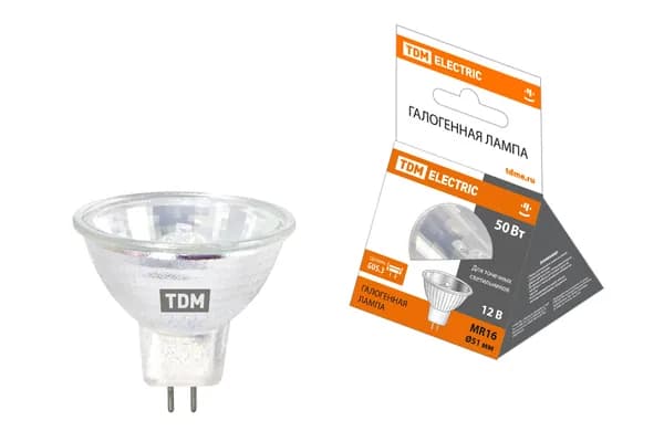 Лампа галогенная с отражателем MR16 - 50 Вт - 12 В - GU5.3 TDM SQ0341-0007, 1 шт
