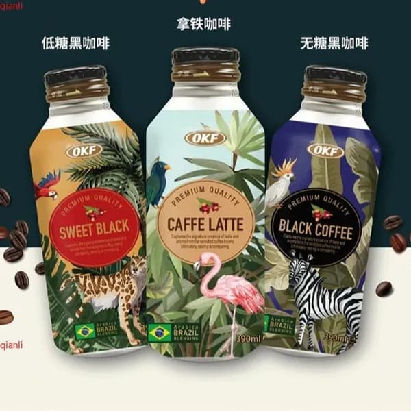 Корейский кофе OKF 390 мл, сливочный молочный вкус, готовый к употреблению в банке, портативная бутылка, напиток для отдыха, TJ, 2026