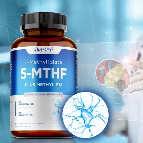 Бупорай - L-метилфолат 5-MTHF с метил-B12, 15 мг - Поддерживает здоровье мозга, баланс настроения, здоровье сердца и функцию нервной системы