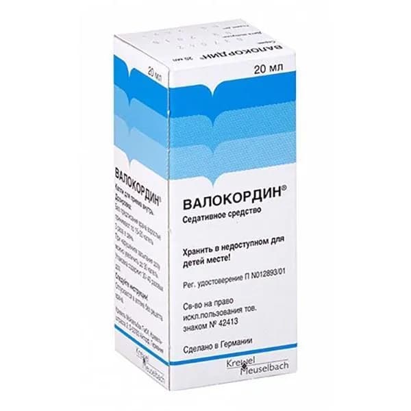 Валокордин капли для приема внутрь 18,4мг/мл+18,4мг/мл 20мл