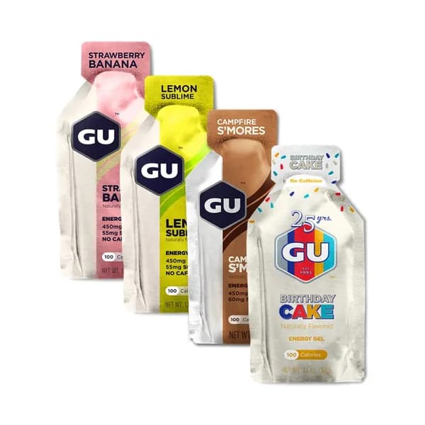Набор энергетических гелей GU Energy Original (Торт, Клубника-Банан, Лимон, Печенье) 4шт х32гр