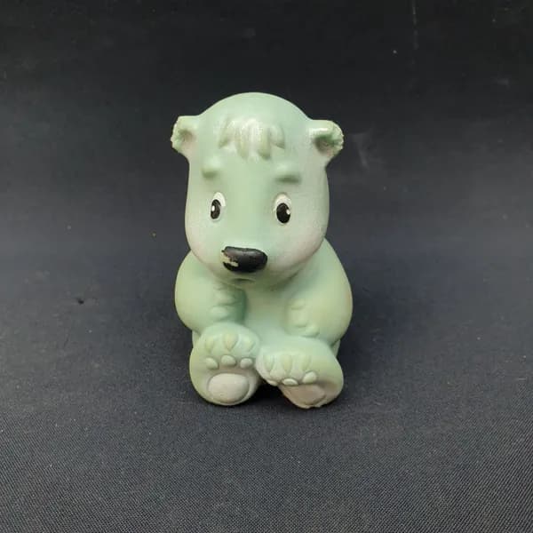 Игрушка резиновая винтажная, СССР. Фигурка медвежонка, зеленая резина, для детей