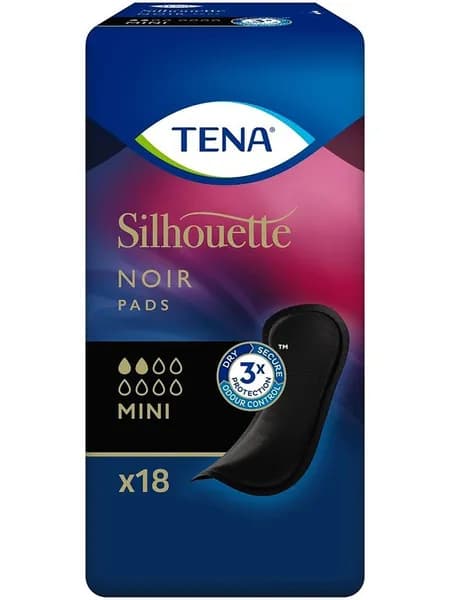 Tena: Silhouette Mini. Женские Черные Урологические прокладки. 18 штук