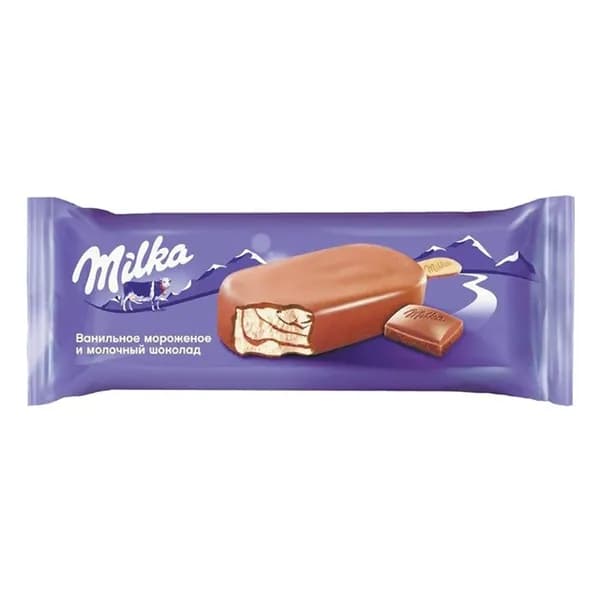 Мороженое пломбир Milka с ванилью в молочном шоколаде БЗМЖ 62 г