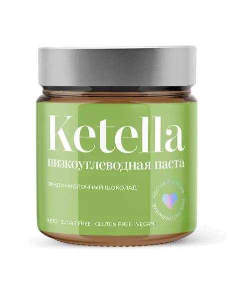 Паста шоколадно-фундучная Ketella низкоуглеводная (веган, без сахара) 180 г, Россия