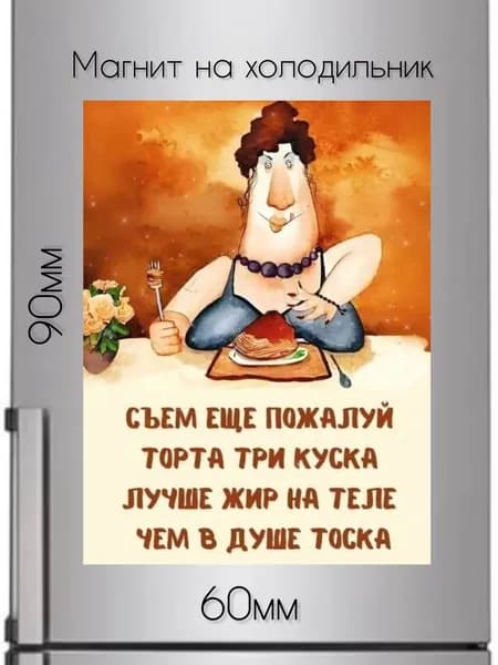 Магнит на холодильник Торта три куска