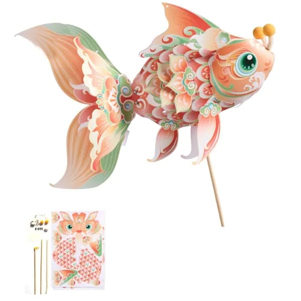 Лампа-фея-рыбка ручной работы из материала "Сделай сам"-Danhua Orange Fish