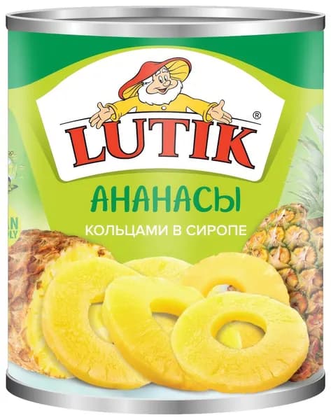Ананасы Lutik кольцами в сиропе, 580мл