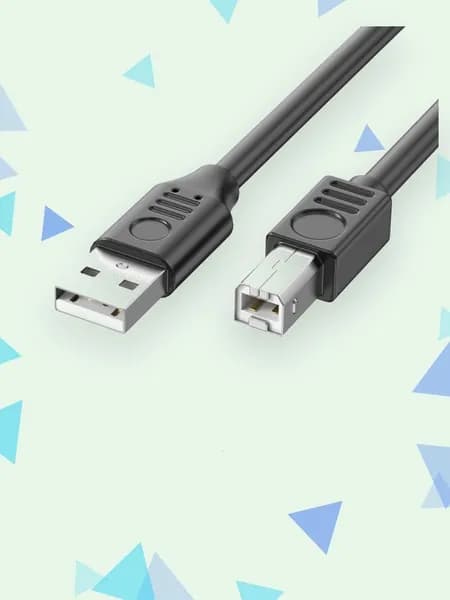 Длинный USB-кабель для принтера и сканера с фольгированным экранированием, 0.3m - прямая голова