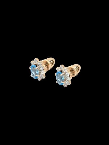 Серьги-poussette. Золото 375 проба. Топаз - Калина Gold
