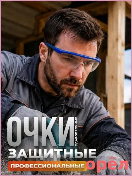 Очки защитные, цвет: Прозрачный, 1 шт.