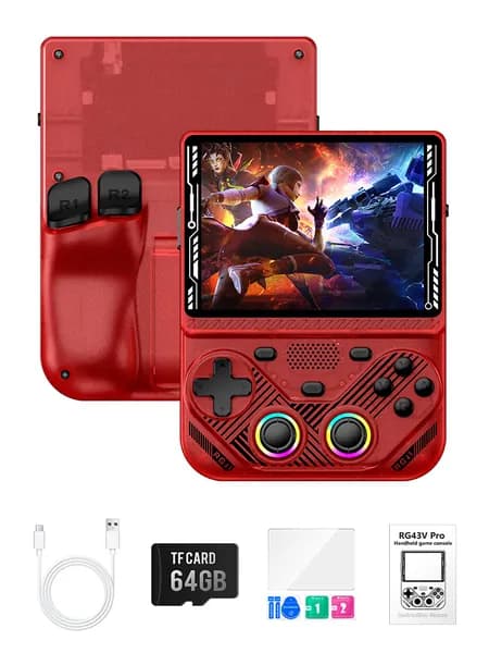 AISLPC RG43V Pro Игровая консоль, 4.3", 64GB, 18000 игр,Чип RK3562 игровая приставка,красный