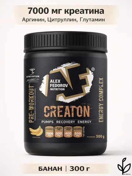 Креатин AF Nutrition, Creaton 7000, моногидрат, вкус банан, 300 г