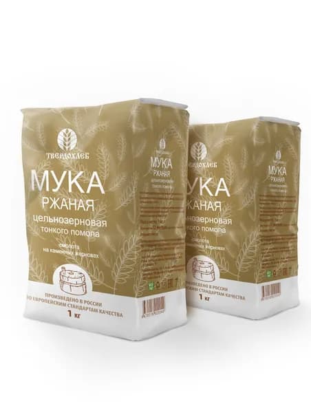 Мука Твердохлеб Мука ржаная цельнозерновая тонкого помола 1 кг - 2 шт