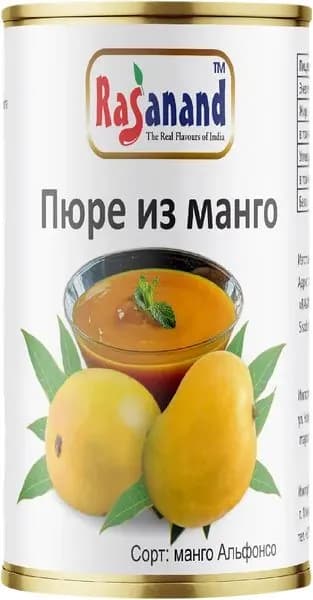 Манго пюре Расананд Альфонсо Патсон Фудс ж/б, 450 г